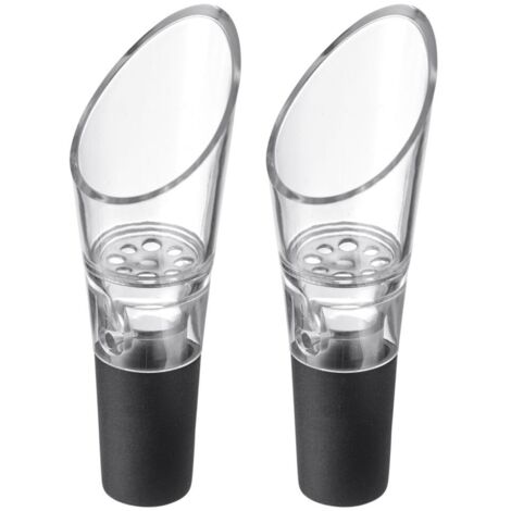 Set of 2 High Quality Wine Pourer Pourers with Aeration, Suitable for Many Wine Bottles, Good Seal, Plastic, Stainless Steel, Set of 2