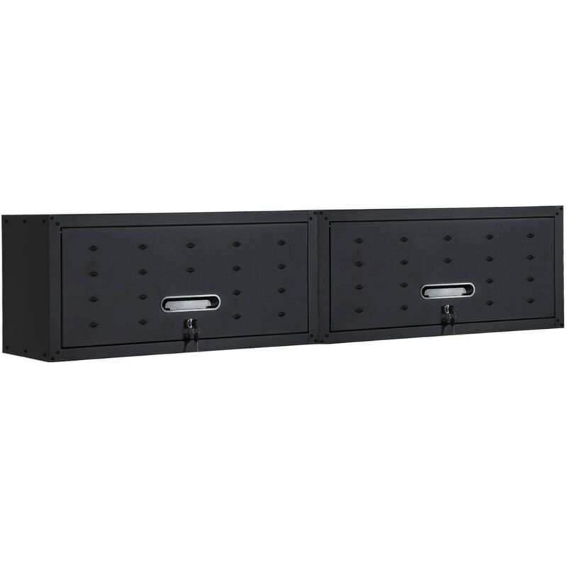 Sweeek Set Of 2 High Storage Cabinets For Garages Black 30x75x34.5 Cm - Bobby