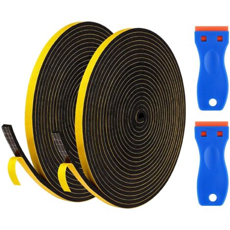 Set of 2 Hob Sealing Tape, 9 mm x 2 mm x 3 m Induction Hob Seal Including Ceramic Glass with Small Scraper, Waterproof Self-Adhesive Waterproof Kitchen Sealing Tape