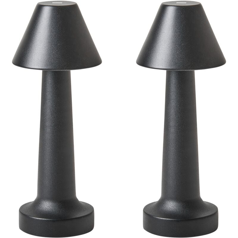 Set of 2 Iron Table Lamps Bedside Light Black Joanes