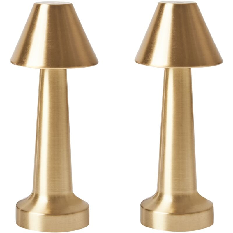 Set of 2 Iron Table Lamps Bedside Light Gold Joanes