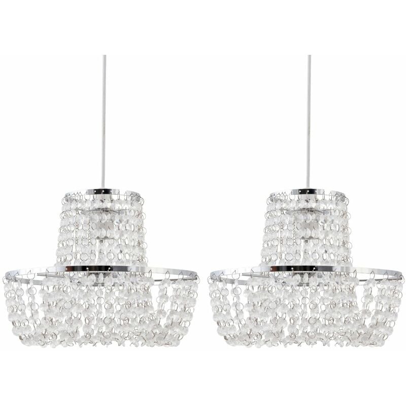 First Choice Lighting - Set of 2 Jewelled Easy Fit Light Shades