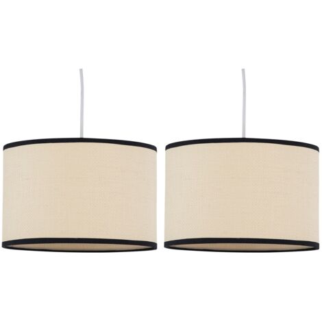 FIRST CHOICE LIGHTING Set of 2 Kora - Natural Cane 25 cm Easy Fit Pendant Shades
