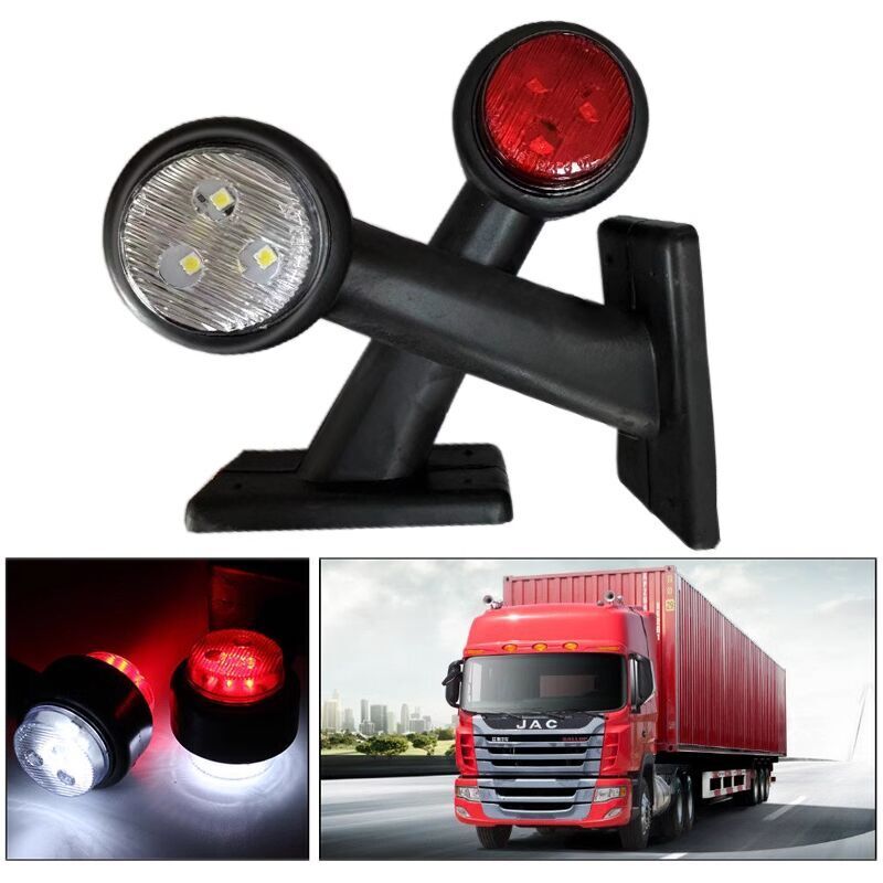 Set of 2 LED side marker lights, white and red, 12V-30V position indicator lights for truck trailer caravans