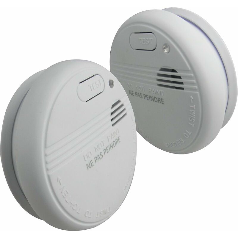 Set of 2 Lifedom & EN14604 smoke detectors - with batteries and accessories (white)