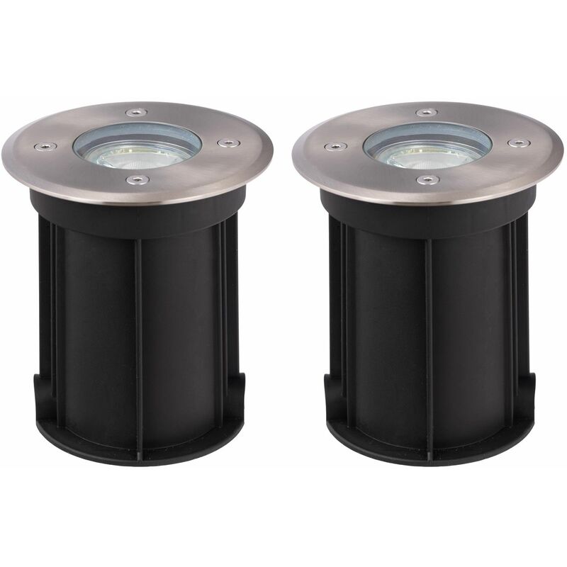 Set of 2 Lipa - Outdoor Recessed Ground Lights - Brushed stainless steel and clear glass