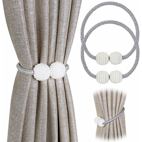 OySeyFo 8 Pack Magnetic Curtain Tiebacks Drapery Holdbacks with Upgraded Magnet Convenient Drape Tie Backs European Style Decorative Curtain Ties for Home&Office Window Draperies Beige 