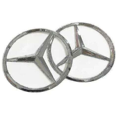 Set of 2 Mercedes-Benz Tailgate Logos, 9cm, with 90mm Three-Piece Tailgate Logo (Silver)