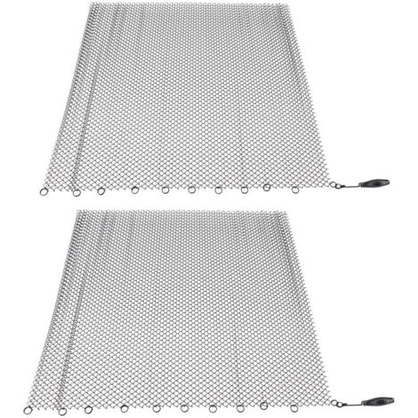 Set of 2 mesh fireplace curtains, heavy-duty spark guard chain, replacement metal hanging screen for wood-burning fireplace (61 x 45.7 cm)