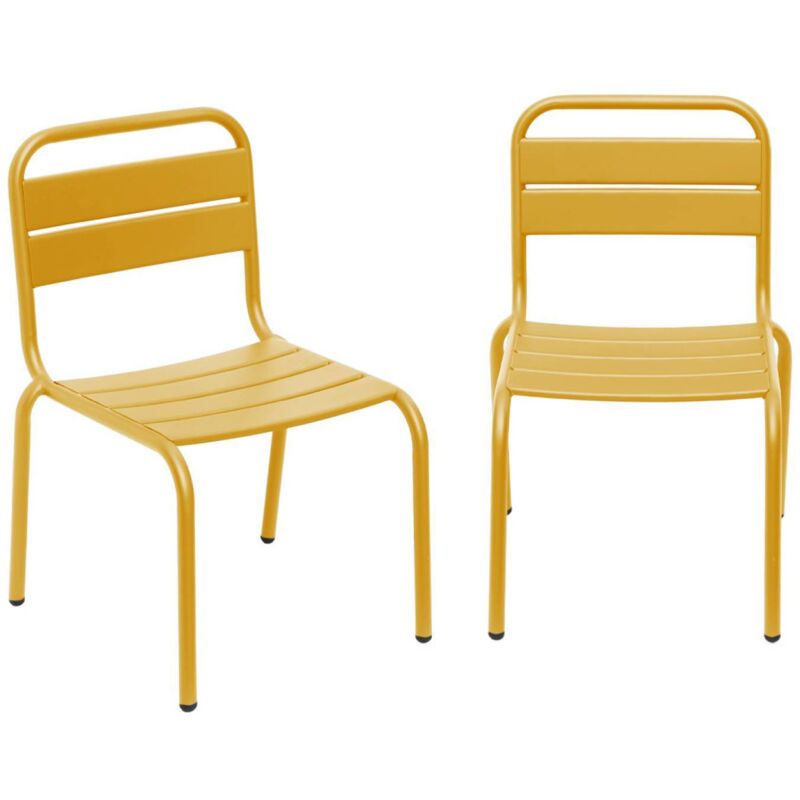 Sweeek Pair Of Metal Chairs For Children, Kristoff, Yellow, 38x40x57 Cm