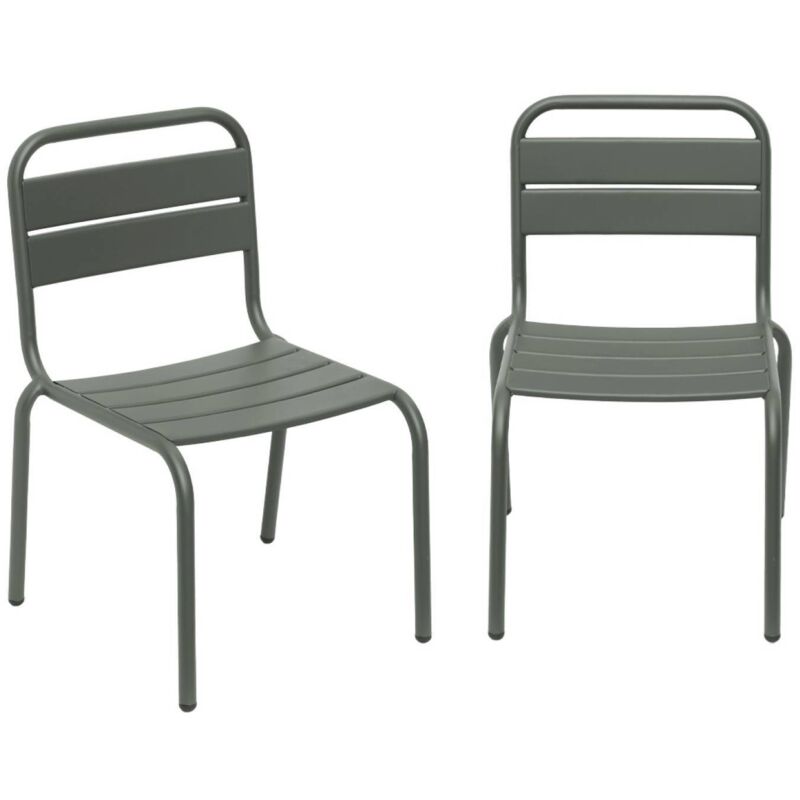Sweeek Pair Of Metal Chairs For Children, Kristoff, Khaki Green, 38x40x57 Cm
