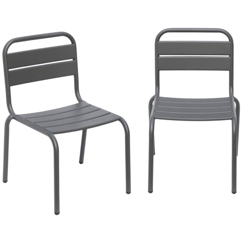 Sweeek - Pair Of Metal Chairs For Children, Kristoff, Anthracite, 38x40.5x56 Cm