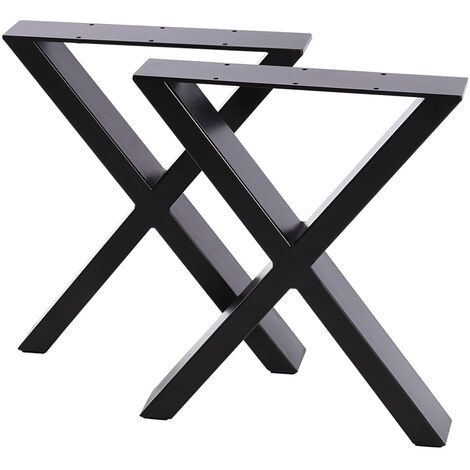 Set of 2 Metal Table Bench Legs Frames X-Shape Steel Base Stands