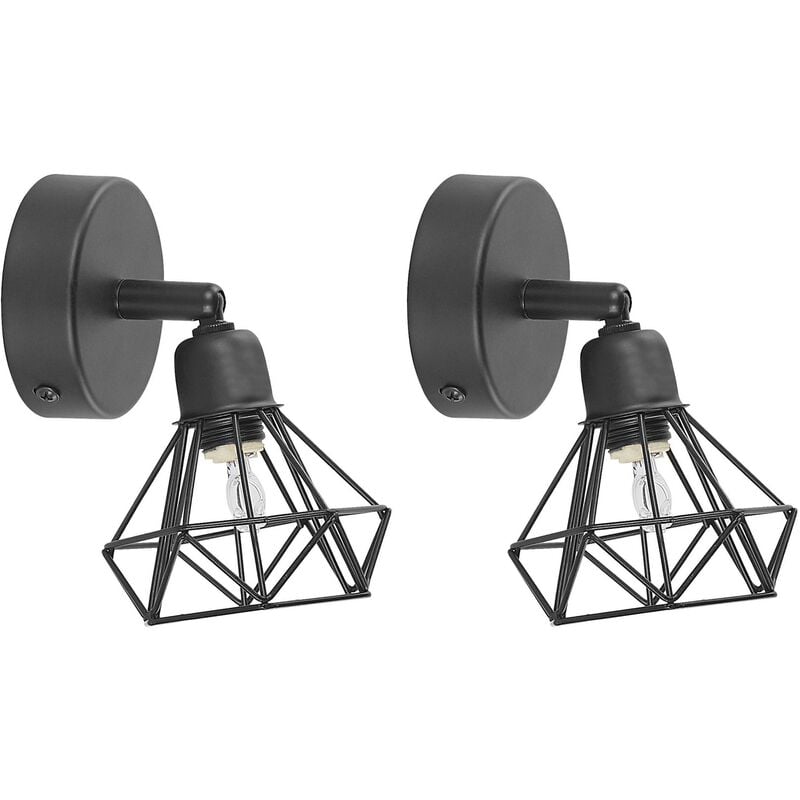 Beliani - Set of 2 Modern Industrial Geometric Diamond Wall Lamps Sconces Black Erma