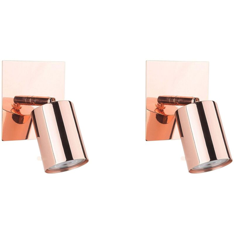 Set of 2 Spotlight Lamps TIGRIS Adjustable Metal Copper