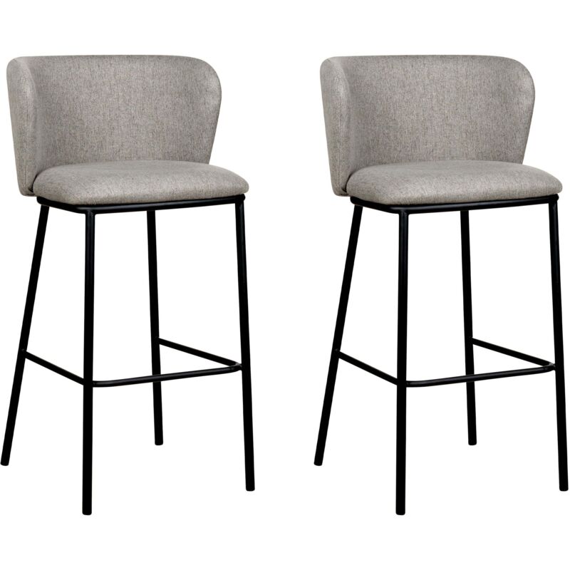 Beliani Set Of 2 Bar Chairs Mina Grey