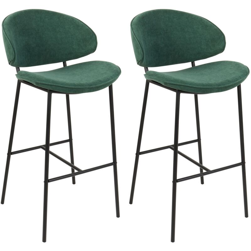 Beliani Set Of 2 Bar Chairs Kiana Dark Green