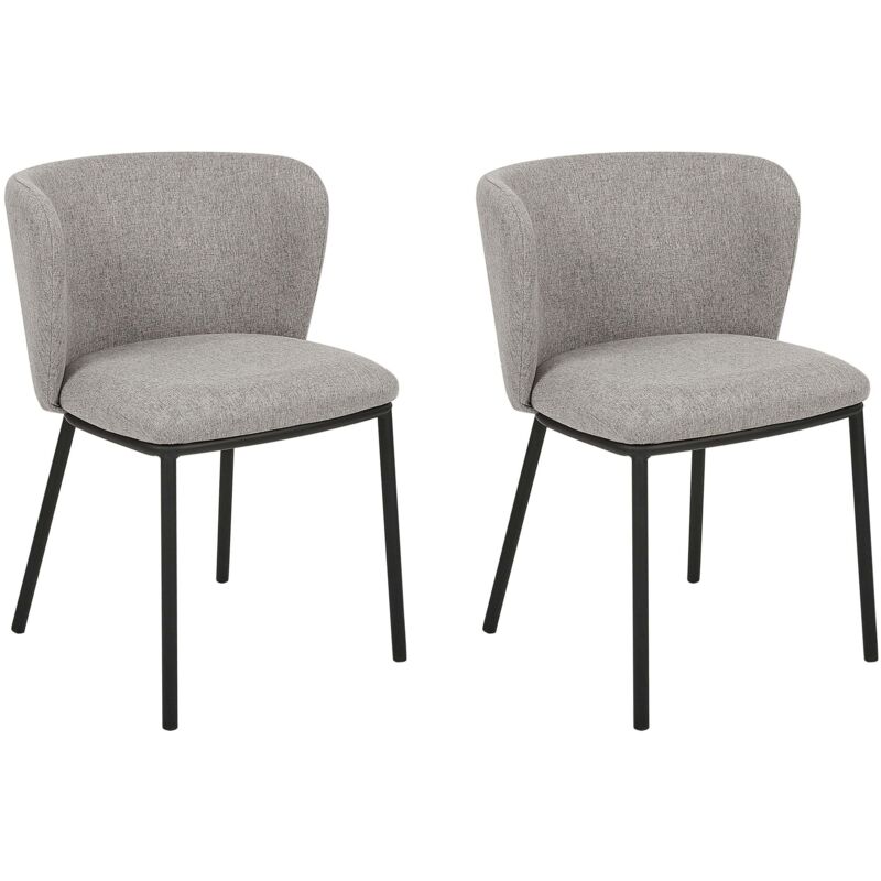 Beliani Set Of 2 Dining Chairs Mina Grey