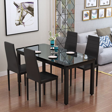 Set of 2 Modern Faux Leather Armless High Back Dining Chairs