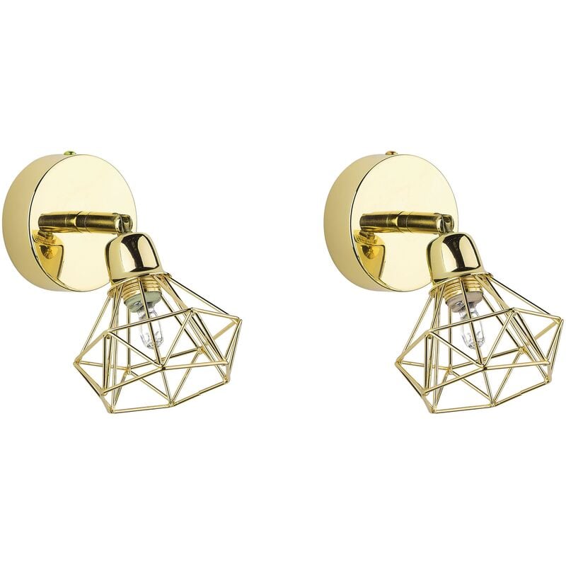 Beliani - Set of 2 Modern Industrial Geometric Diamond Wall Lamps Sconces Gold Erma