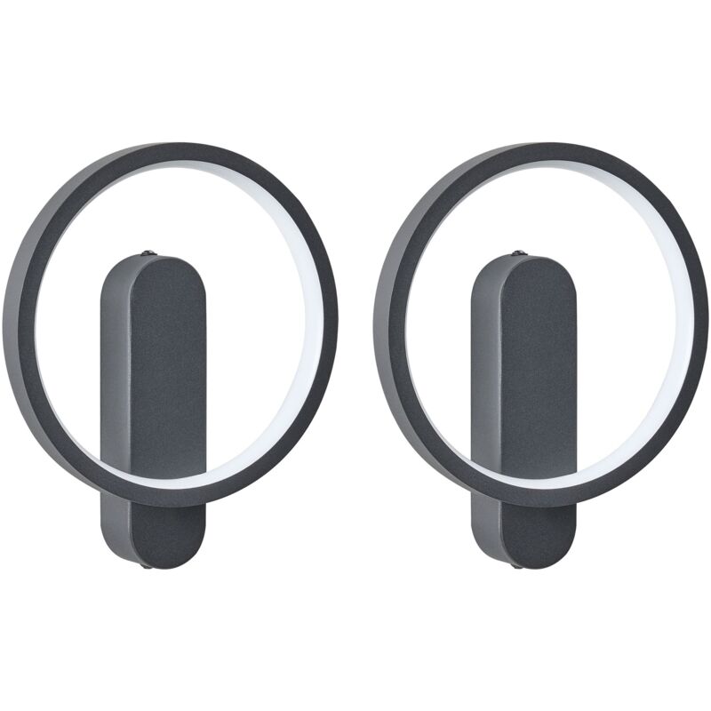 Beliani Set of 2 Wall Lamps BLIES LED Metal Black, Black