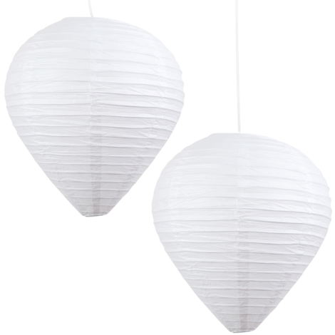 Set Of 2 Modern Egg Shape White Paper Easy Fit Shades 10609