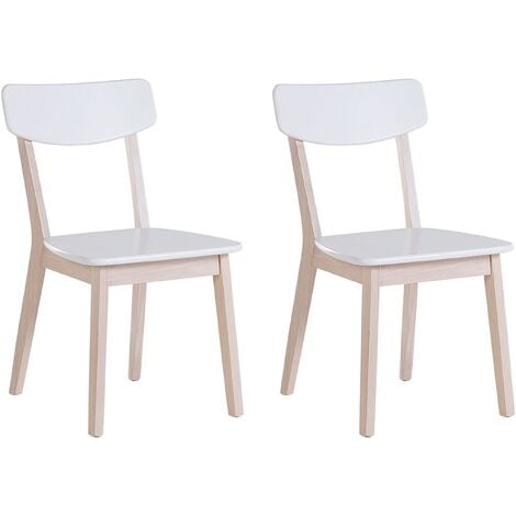 Set of 2 Modern Rectangular Dining Chairs White Recycled Wood Santos - White