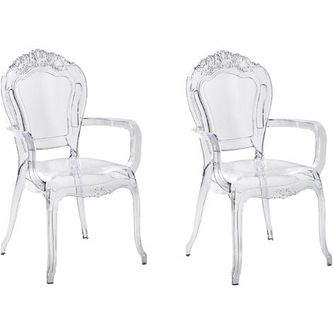 Set of 2 Modern Transparent Dining Chairs Clear Acrylic Stackable Vermont II - Transparent