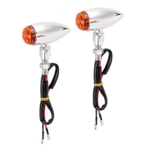Set of 2 motorcycle turn signals, indicator bulb (silver yellow casing) E8e653.