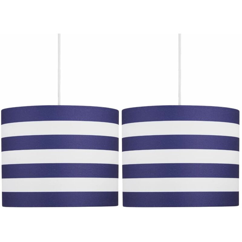 Set of 2 Navy Stripes 25cm Light Shades