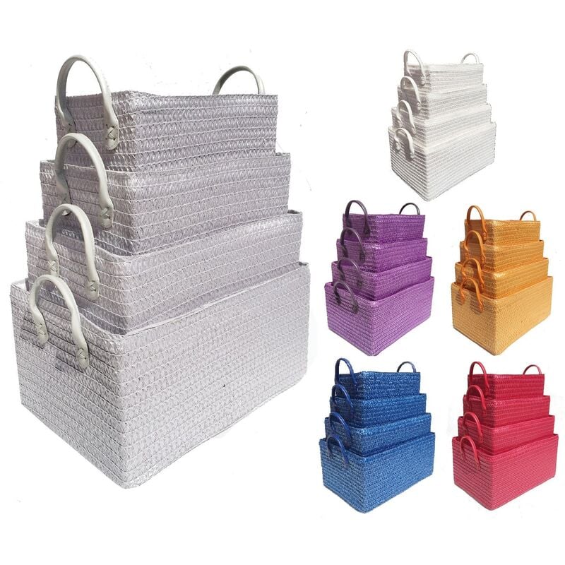 Neon Bright Colours Toys Baby Nursery Organiser Cupboard Storage Basket + Handle Hamper basket [Light Grey,Set of 2 Large]