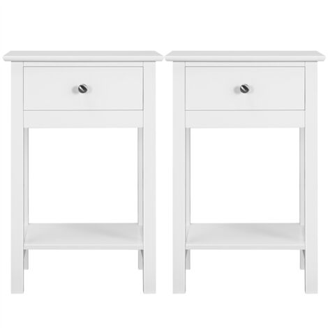 main image of "Set of 2 Nightstand Modern End Tables With 1 Drawer, Bedside Table with Bottom Storage Shelf for Living Room Bedroom"