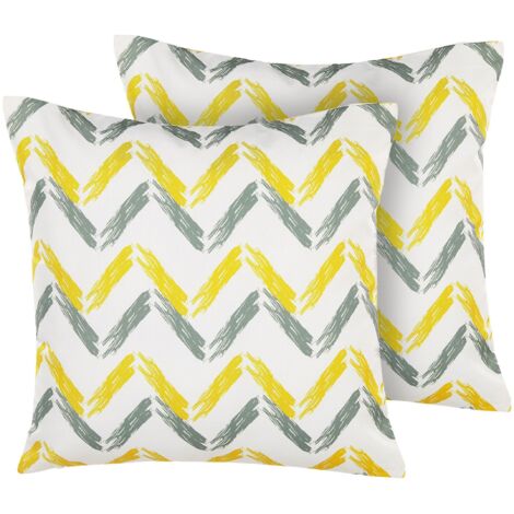 Set of 2 Outdoor Cushions AFFILE Chevron Pattern 45 x 45 cm Multicolour