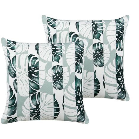 Set of 2 Outdoor Cushions TERMINI Plant Pattern 45 x 45 cm Green