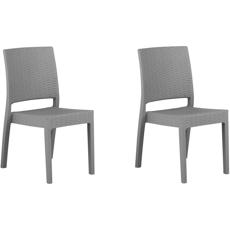 Set of 2 Garden Dining Chairs Outdoor Stackable Light Grey Fossano