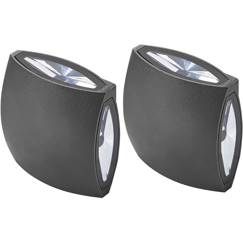 Beliani Outdoor LED Wall Light CARRON with Motion Sensor Grey, Grey