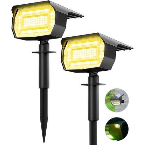 Set of 2 Outdoor Solar Spotlights, 72 LED Outdoor Solar Lights, IP65 Waterproof, Adjustable with 3 Lighting Modes, 120° Beam Angle, Solar Outdoor Lighting for Garden, Yard, Driveway, Path