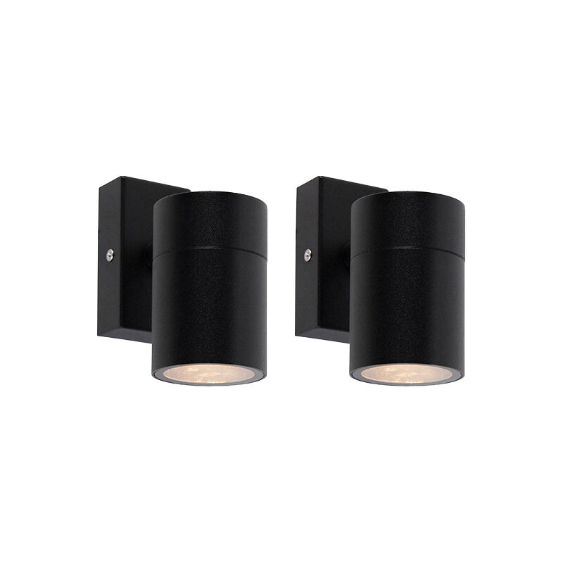 Set of 2 outdoor wall light black stainless steel IP44 - Solo