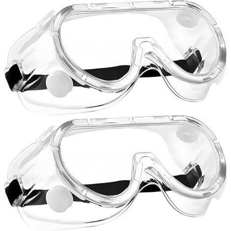 Set of 2 pairs of safety glasses, panoramic vision work glasses, anti-fog and UV protection, dustproof safety glasses for laboratory, cycling, skiing, mountaineering