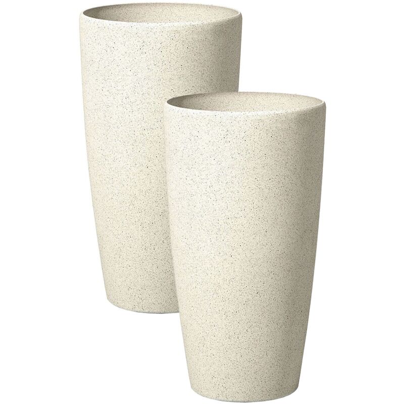 Beliani Set Of 2 Plant Pots Abdera 23 Cm Light Beige