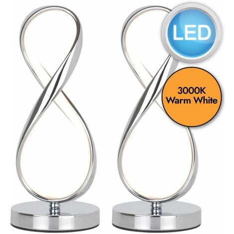 Set of 2 Polished Chrome LED Infinity Table Lamps