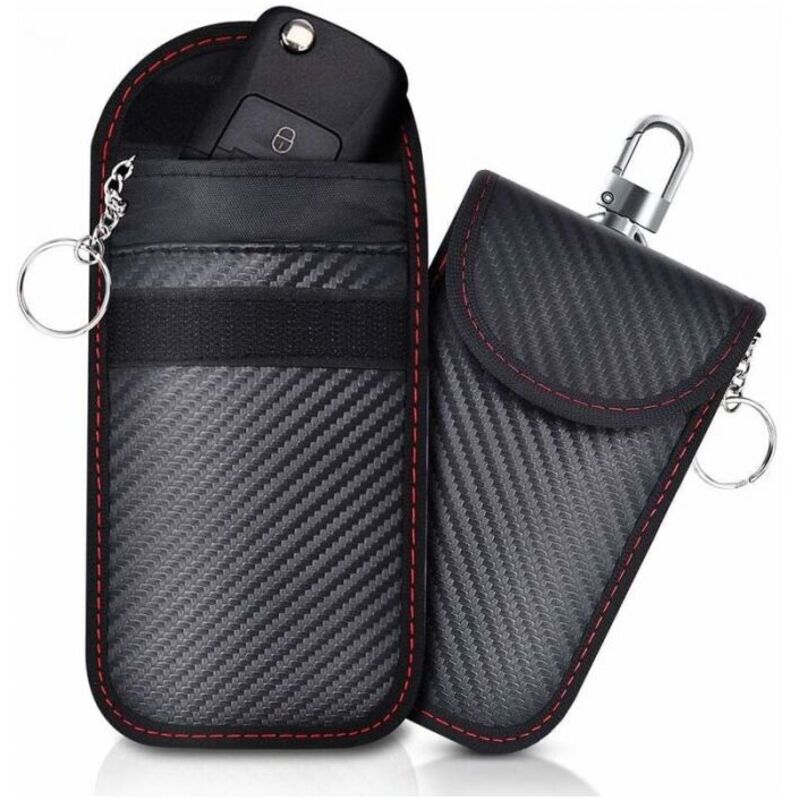 Set of 2 Portable Mini Anti-RFID Car Key Cases, rfid Blocking Box for Keyless Car Keys, Anti-Theft, Vehicle Remote Control, Anti-Piracy, 14 x 10 cm