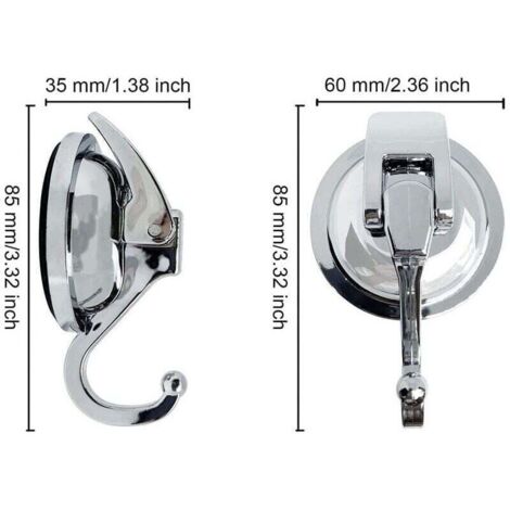 Set of 2 Powerful Suction Cup Bathroom Hooks, Wall-Mounted Vacuum Shower Hooks, Plastic Towel and Robe Hooks for Kitchen and Glass - 5KG Load Capacity