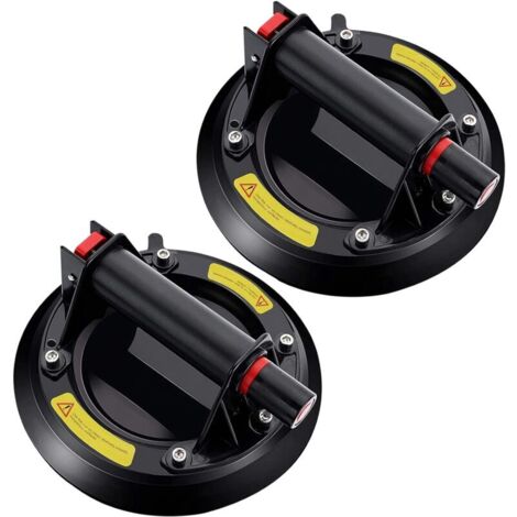 Set of 2 professional suction cups for transporting and handling glass, tiles, windows, paving stones, slabs and floors, as well as furniture.