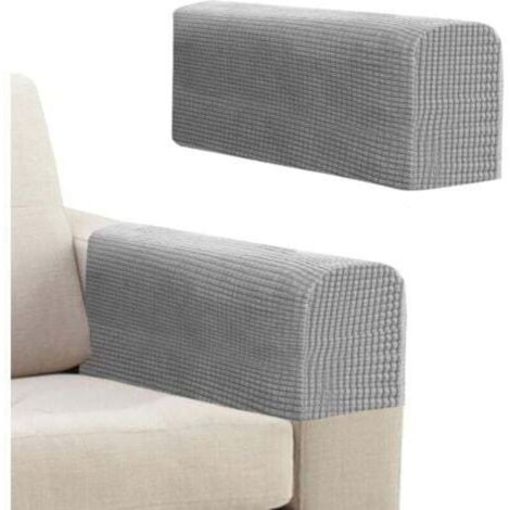 Set of 2 protective covers for reclining sofa armrests, thick armrest covers for sofa, recliner chair (light grey)