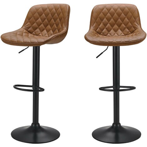 Set of 2 PU Leather Counter Swivel Height Bar Stools for Pub Dining Room