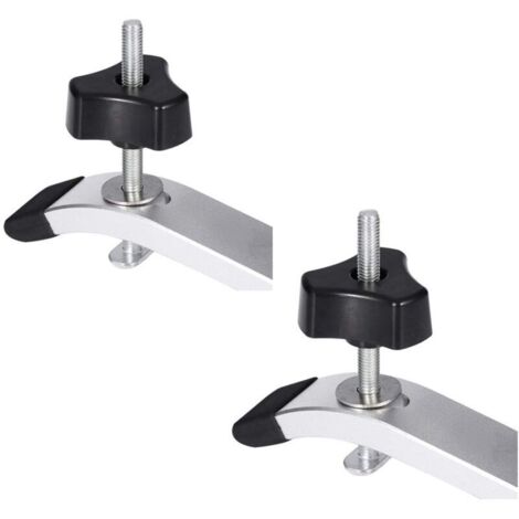 Set of 2 quick-release metal clamps for T-rail, woodworking tool