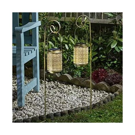 Set of 2 Rabat Lantern Solar Stake Light Silhouette Effect Solar Powered Pathway Lights