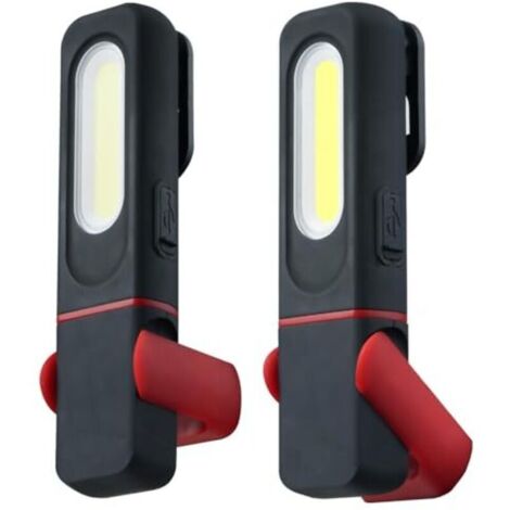 Set of 2 rechargeable USB magnetic workshop flashlights, portable COB LED lamp