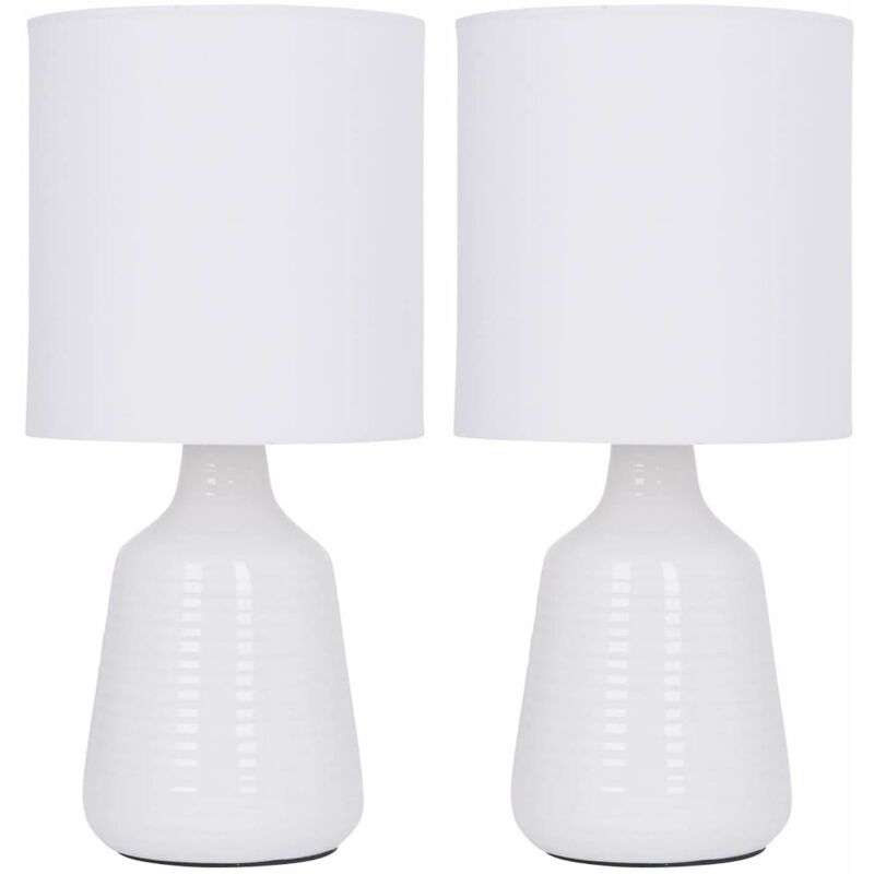 Set of 2 Ripple 29cm White Lamps